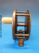 An early Hardy Brothers Alnwick brass salmon fly fishing reel with early trademark to face