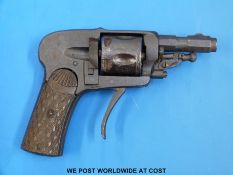 A small 6mm centre fire five shot revolver with patterned grips and folding trigger, c1860,