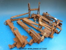 Seven various gin animal traps to include named examples.