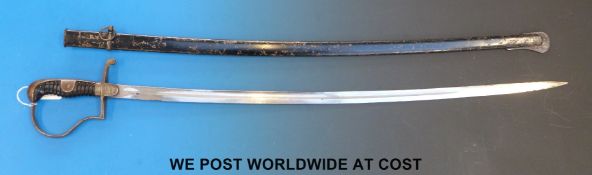 A Prussian WW1 1918 pattern artillery officer's sword in scabbard,