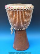 Hand carved Djembe drum and carrying case