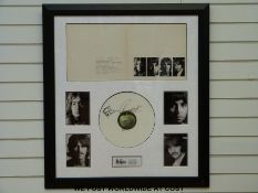An autographed montage of The Beatles The White Album signed by John Lennon, Paul Mc Cartney,