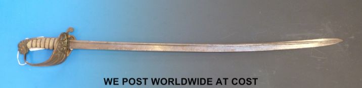 An 1827 pattern naval sword of non regulation dimensions,