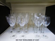 Two part suites of glasses, comprising 11 wine, 4 champagne & 6 wine, 8 champagne.