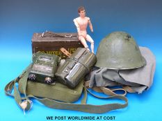 A quantity of military items 1942 onwards but largely post WW2 to include webbing, a water flask,