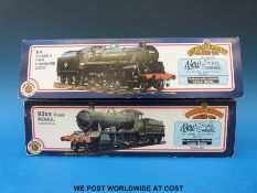 Two Bachmann 00 gauge locomotives and tenders 93XX 7332,