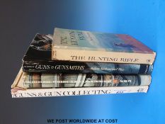 A collection of gun related books including the Hunting Rifle,
