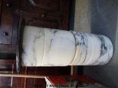 Two marble bases and a marble lazy Susan