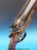 Unnamed 16 bore side by side hammer action shotgun, with ornate engraving,