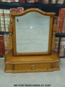 A late 19thC marble topped and backed wash stand (W108cm) together with a pine dressing table