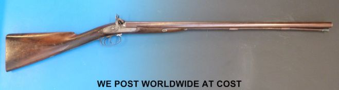 Westley & Richards 12 bore side by side muzzle loading hammer action gun with double trigger,