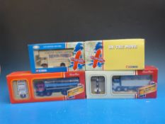 Four Corgi diecast model lorries, two from the On the Move series cc13303, cc13307,