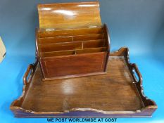 Wooden tray and inlaid letter box.