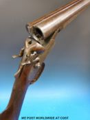 A H Rutt 12 bore side by side hammer action shotgun with 30