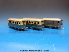 A selection of French JEP 0 gauge coaches and rolling stock to include two SNCF Pullman coaches,