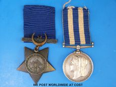 A Victorian Egypt 1882 medal awarded to R Turner Pte R M HMS Ruby with 1882 Khadives star with