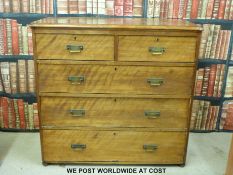 A 19thC satinwood chest of two over three graduated drawers (W103 x D50 x H98cm)