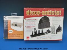 B Tech 2-way speaker selector switch with screw terminals together with a disco-antistat record