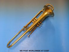 Riviere and Hawkes 'Excelsior' trombone in wooden case/box.