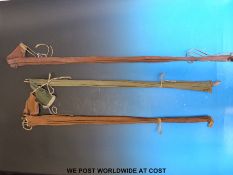 Three cane fishing rods including Hardy 