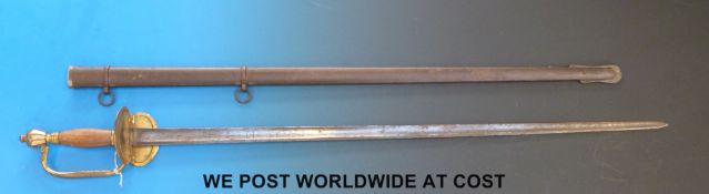 A replica 1796 pattern infantry officer's gilt handled sword and scabbard