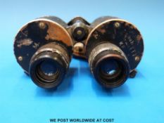 A pair of 7 x 50 Kriegsmarine WW2 binoculars (Porro II type) marked to the left side 