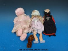 Three dolls, two with open mouths, teeth and opening and closing eyes (1 x German,