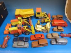 Eighteen Dinky die cast model vehicles including some Super toys.