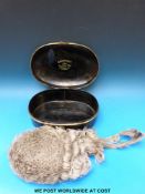 A vintage 19thC Ravenscroft judge's horsehair wig in original tin box with 'Ravenscroft Law,