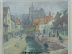 A framed and glazed mezzotint 'Market at Ypres' after Terrick Williams RA,