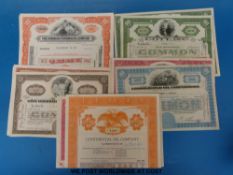 Twenty five share certificates including tea, wireless, pharmaceutical, steel,