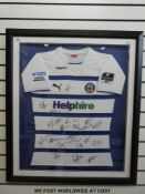 An autographed Bath Rugby shirt signed by 24 players, framed and glazed.