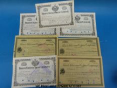 Seven share certificates circa 1900-1930 all American,