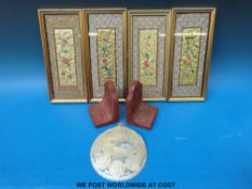 A mother of pearl carved panel with religious sermons including The Last Supper together with a