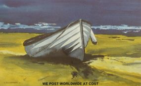 A J Barker signed limited edition (76/500) print 'Boat on the Beach' together with Ronald Taplin
