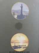 A small oil painting of a lady and child in front of a church at Stratford-upon-Avon signed E.B.