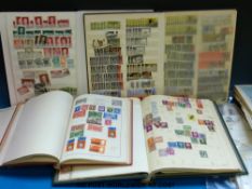 Two boxes of all-world stamps in albums,