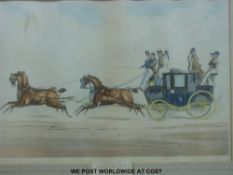 A set of four framed coaching prints