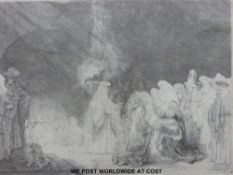 Rembrandt Van Rijn dry point etching 'The Presentation In The Temple',