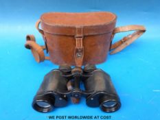 A leather cased pair of Carl Zeiss Jena 6x30 binoculars in original leather case