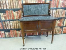 A marble topped washstand with matching splash back (W92 x D43 x H114cm)