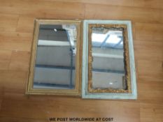 An 18th/19thC gilt frame mirror (53 x 80cm overall) together with a gilt and painted frame mirror