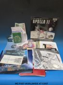 A collection of items relating to space exploration to include Apollo II record in un-opened packet,