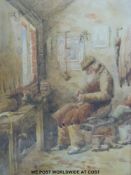 A 19thC watercolour of Joseph Lacey a cobbler from Nailsworth, Gloucestershire,