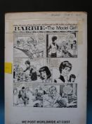 Barbie comic strip adaption two black & white pen and ink original art pages from girls comic Tina