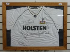 Autographed Tottenham Hotspur football club shirt signed by Martin Peters, Ossie Ardiles,