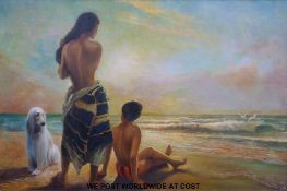 Joseph Henry Lynch (1911-1989) oil on board semi clad lady,