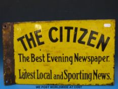 A double sided enamel sign of Gloucestershire / Gloucester interest, 'The Citizen,