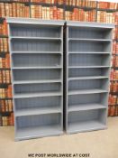 A pair of grey Ikea Liatorp bookcases with adjustable shelves (W96 x D38 x H214.