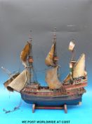A model Golden Hind sailing ship